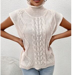 Classic High Neck Chunky cable knit Sweater Top